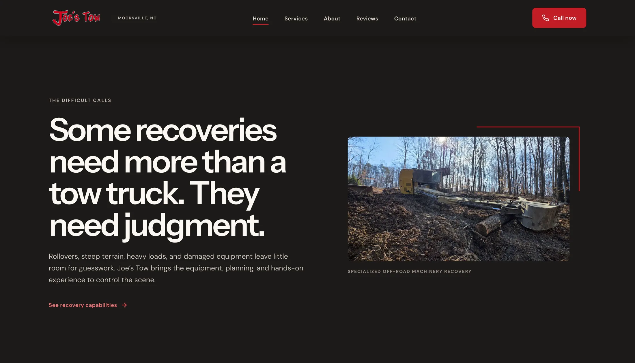 Joe's Tow difficult recovery story section