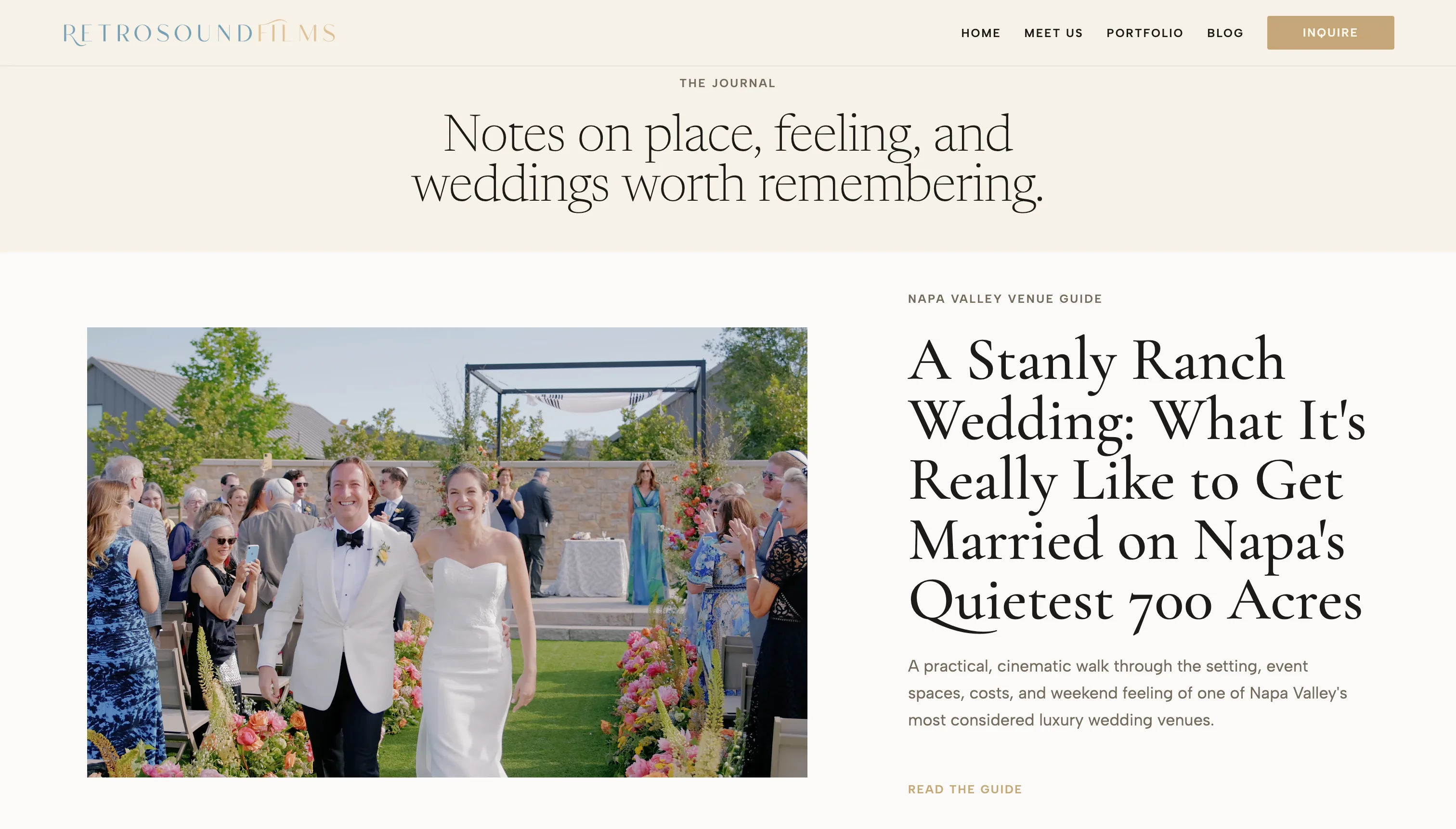 Retrosound Films journal with destination wedding venue guide